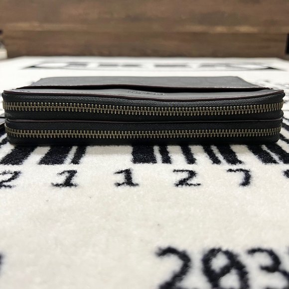 Coach Signature Double Zip Travel Organizer with Wrist Strap Black Oxblood - Picture 6 of 12